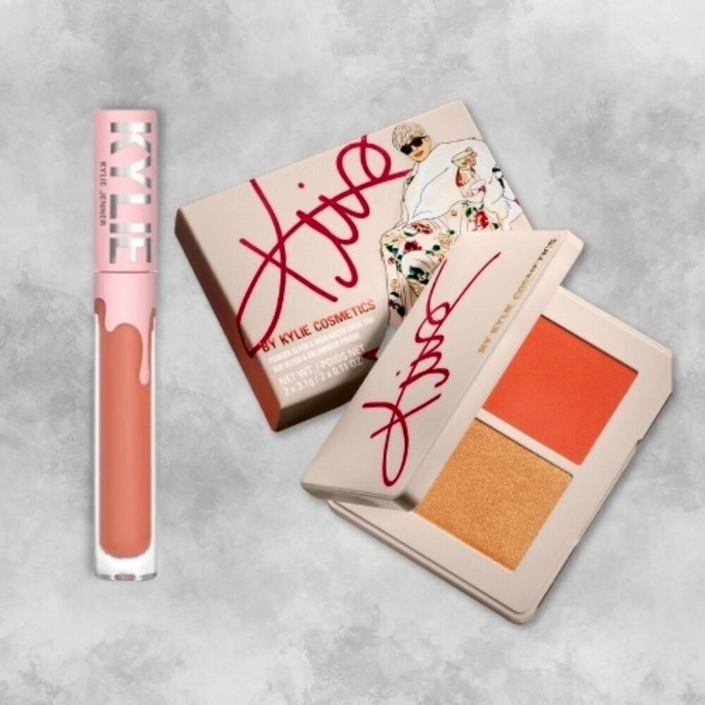 Kylie Cosmetics Kris Blush & Highlighter Duo Liquid Matte Lipstick Nude OS BNIB